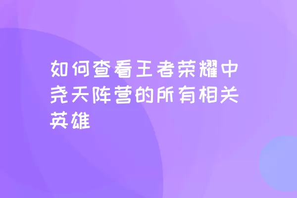 如何查看王者荣耀中尧天阵营的所有相关英雄