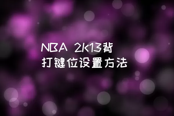 NBA 2K13背打键位设置方法