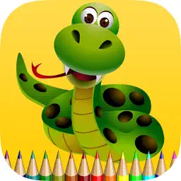 蛇着色书儿童：学习上色眼镜蛇，蟒蛇，蟒蛇等