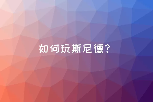 如何玩斯尼德？