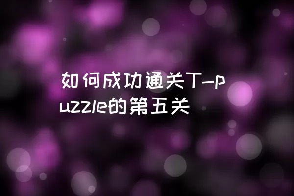 如何成功通关T-puzzle的第五关