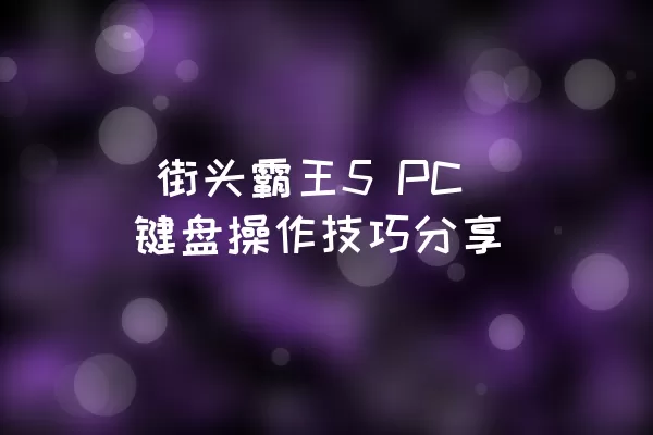  街头霸王5 PC键盘操作技巧分享